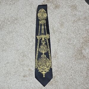 Mens Dimoggio Black and Gold Tie 100% Silk